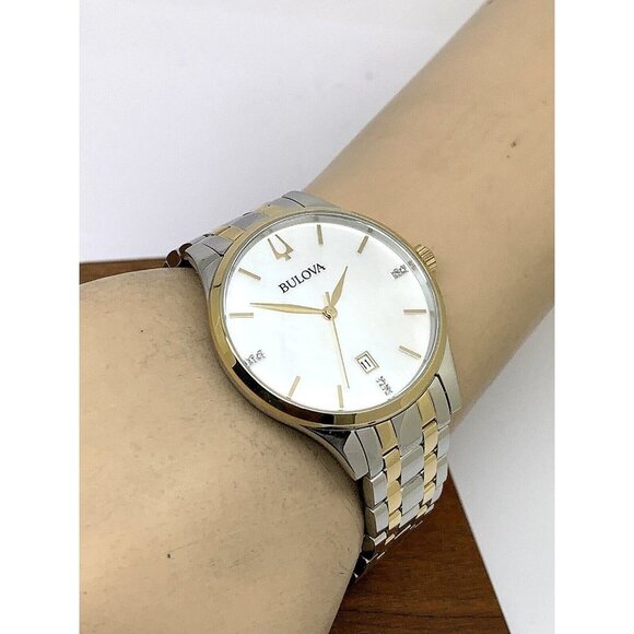 Bulova Women's Watch 98P201 Quartz Diamond Mother of Pearl Dial Two Tone Steel - Picture 5 of 13